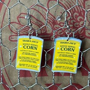 Trader Joe’s gift card earrings canned corn